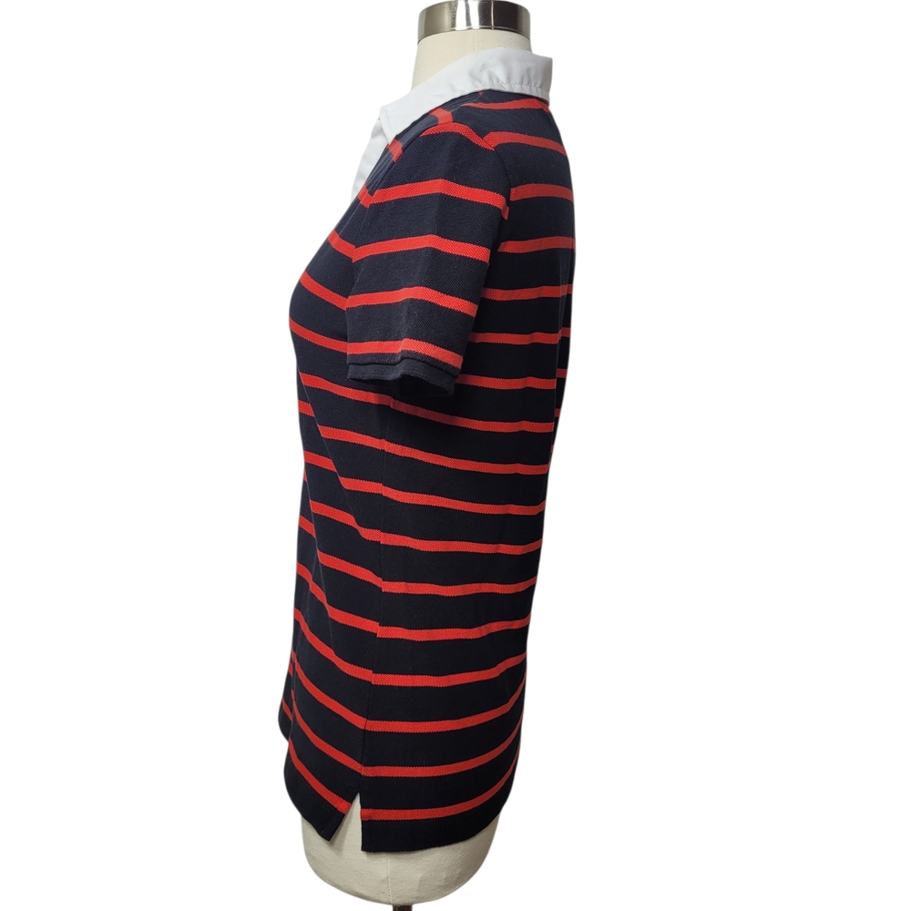 Lauren Ralph Lauren Women's Black and Red Preppy Collared Striped Top XS Petite - Picture 5 of 7